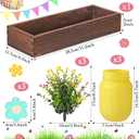 Domensi Easter Spring Table Decoration Set Rustic Wood Tray with Artificial Colorful Flower Greenery Fake Plants Mason Jar Wooden Tag for Easter Spring Dining Table Centerpiece Supplies