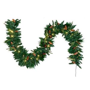 Joiedomi 9FT Christmas Garland, Carolina Pine Artificial Holiday Garland with 50 Lights Warm White String Lights for Winter Christmas Decoration  Pine Garland