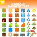 TOY Life 79PCS Magnetic Tiles Dinosaur Toys Set, Magnet Building Blocks Lava Dino World for Kids Ages 3-5, Jungle Animals Construction Toys for Toddlers 4-8, STEM Educational Gift for Boys & Girls 3+