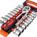 Egofine 20pcs 1/2 Inch Ratchet Socket Wrench Set, Drive Socket Set with 18 Sockets, 8-22mm,24mm,27mm,30mm sockets and 2 Way Quick Released Ratchet Handle and Extension Bar