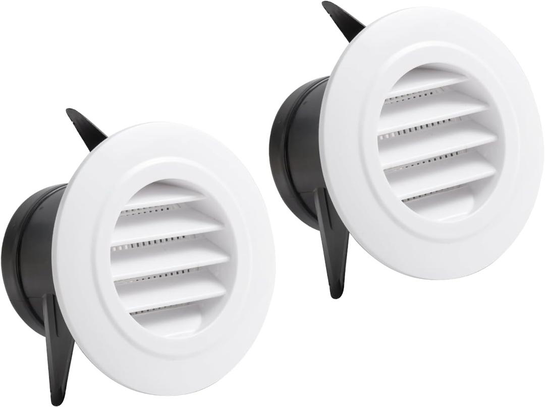 2 Packs Soffit Vents 3 Inch Vent Cover - Round Vent Cover with Built-in Fly Screen, ABS Air Exterior for Living Room Bathroom Office Home Ventilation Outdoor