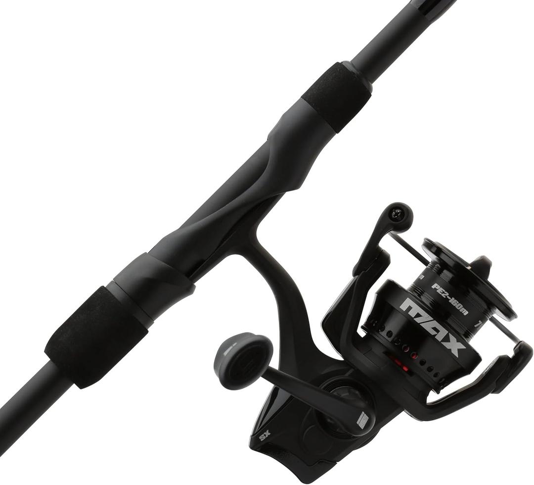 Abu Garcia 7' Max SX Spinning Reel and Fishing Rod Combo, Size 3000 Reel, 7 Stainless Steel Ball Bearings, Smooth Oil Felt Front Drag System, 24 Ton Graphite Rod Blank