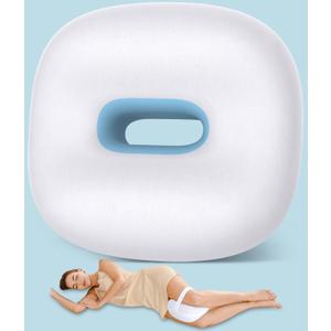 beslovo Side Sleeper Knee Pillow, Memory Foam Leg Pillow, Ergonomic Between Leg Pillow Eases Back Hip Pain, Spine Alignment Sciatica Relief, Knee Pillow with Ice Silk Cover and Elastic Strap (White)