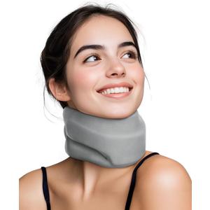 Neck Brace Cervical Collar - Neck Support Brace for Sleeping, Soft Foam Wraps Keep Vertebrae Stable and Aligned for Relief of Cervical Spine Pressure Gray Large(15.8-18.1 Inch)