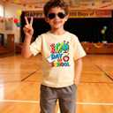 100 Days of School Shirt for Kids Boys Girls Funny 100th Day of School Toddler Graphic Short Sleeve T-Shirt 3-7T (Beige)