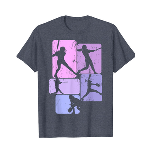 Softball Girl Kids Women Girls T-Shirt , Extra Small, Heather Blue 