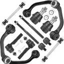 Front Upper Control Arms w/Ball Joints + Tie Rods Sway Bars Suspension Kit Replacement for Ford Ranger (RWD) Mazda B2300 B2500 B3000 B4000 (1-Piece Design with Coil Spring Front Suspension Only) -10pc