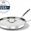 All-Clad D3 Stainless Steel 12 inch Frying Pan With Lid- Made in the USA- The Original Bonded Professional Cookware- Oven Safe & Induction Compatible