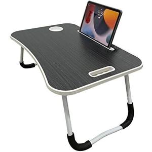 HEVEGRD Lap Desk for Laptop, Portable Laptop Stand with Foldable Legs, Cup Holders, Minimalist, Dark Grey