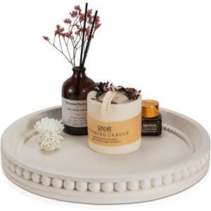 Round Decorative Tray for Coffee Table Decor, Concrete Round Tray for Home Decoration, Table Centerpiece Coffee Table Center,11 Inches Diameter,Off White, 11"L x 11"W x 1.38"H