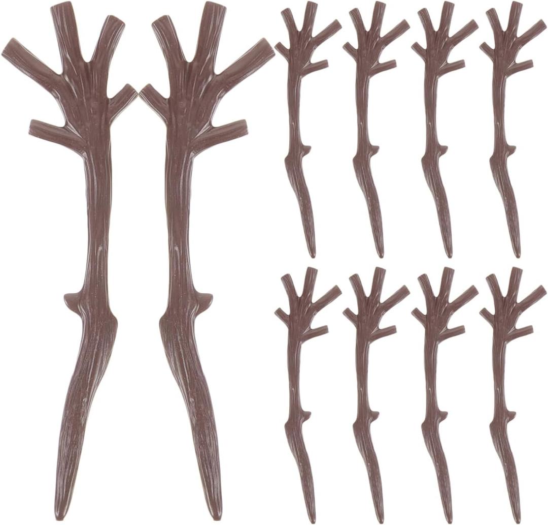 Unomor 100Pcs Light Brown Plastic Snowman Arms Antler Branches for DIY Christmas Craft Decorations 3.14 X 0.78 X 0.11 Inch