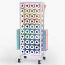 Mobile Vinyl Roll Holder Cart - 40 Compartments Vinyl Storage Organizer with 6 Hooks & Extra Paper Roll Organizer Tray on 2 Side, Cricut Vinyl Storage Rack Gifts Wrapping Paper Holder for Craft Room