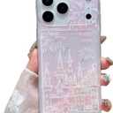 iFiLOVE for iPhone 17 Pro Bling Liquid Castle Fireworks Case, Cute Luxury Sparkle Flowing Glitter Quicksand Shockproof Protective Case Cover for Girls Women Kids (Pink)