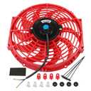JDMSPEED New Universal 12V Engine Cooling Fan Slim Pull Push Racing Electric Radiator Red 12"