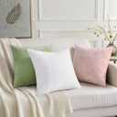 decorUhome Chenille Blush Pink Summer Throw Pillow Covers 20x20 Inch Set of 2, Decorative Soft Couch Pillow Covers Solid Dyed Accent Farmhouse Neutral Square Pillow Cases for Sofa