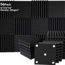 56 Pack Sound Proof Panels for Walls, 2" X 12" X 12" Wedges Acoustic Foam, High Density Acoustic Panels, Soundproof Wall Panels for Home Studio Sound Absorption and Decoration, Black
