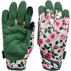 Thorn Proof&Puncture Resistant Gardening Gloves with Grip,Garden Glove for Women, Leather Yard Work Gifts (Medium, 1 Pair Per Pack-green+2florals)