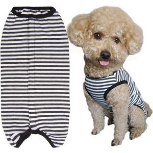 Dogs Recovery Suit Post Surgery Shirt for Puppy, Wound Protective Clothes for Little Animals(Black White Stripe-m)