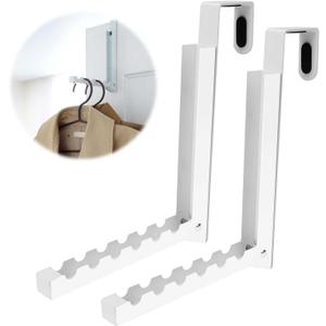 Over The Door Clothes Hanger Drying Rack Clothing,2 Pack Laundry Drying Rack Wall Mount,Portable Folding Hanging Coat Hook for Clothes/Towel/Hat for Laundry Room/Bathroom/Bedroom/Washroom/Travelling