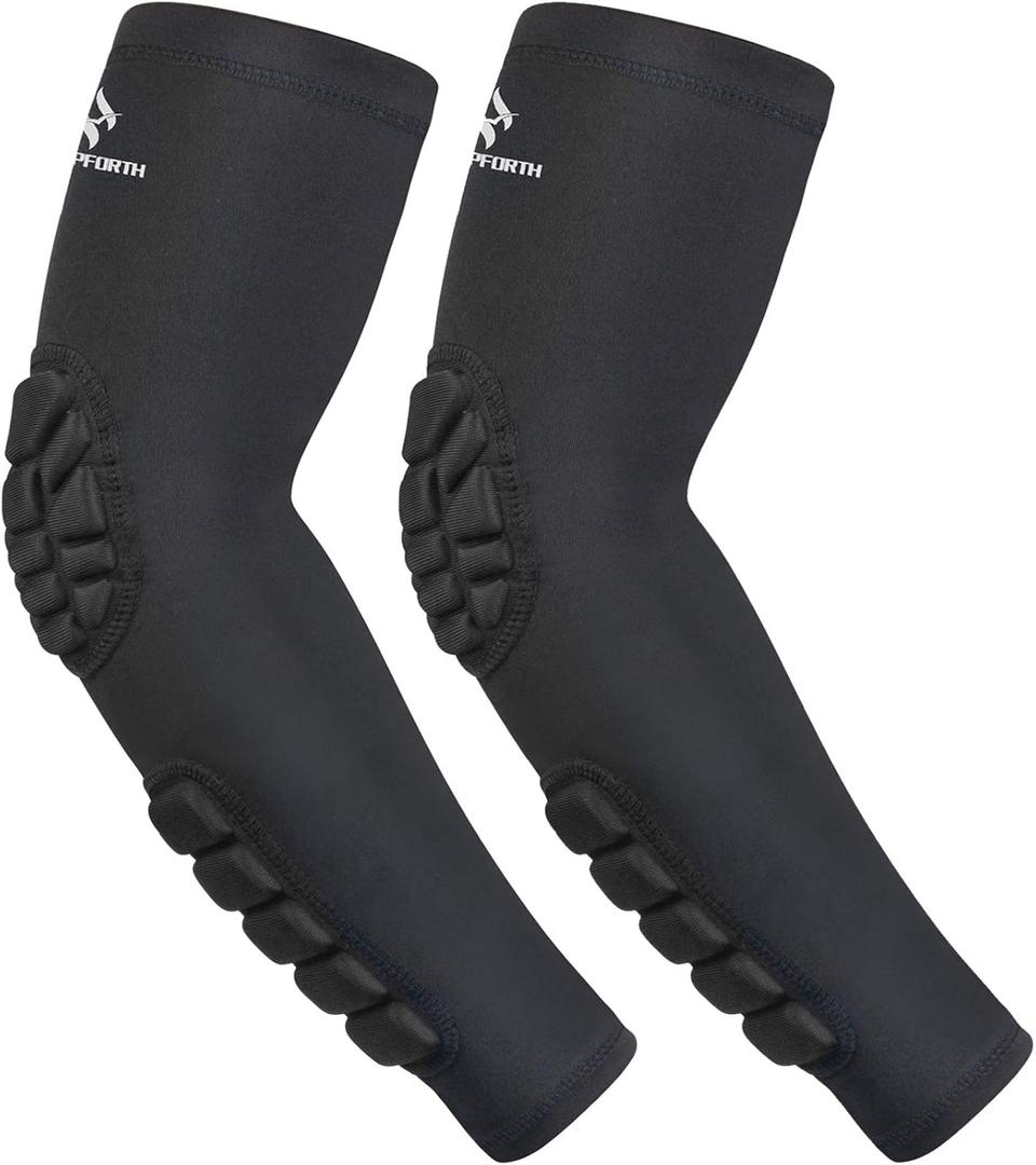 2PCS Padded Elbow Forearm Sleeves Compression Arm Protective Support (Medium)