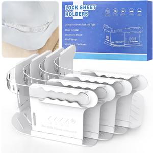 barsone Lock Bed Sheet Holder Keep Sheets Firm & Tight - Ultimate Bed Sheet Holder Straps/Bottom Sheet Fasteners Easy One-Time Installation for Corners, Place Heavy Duty Mattress Straps