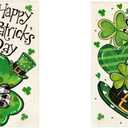 AVOIN colorlife Happy St Patricks Day Garden Flag 12x18 Inch Double Sided Outside, Shamrock Lucky Clover Hat Yard Outdoor Flag Set of 2