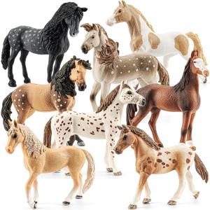 8PCS 6" Large Horse Figurines Animal Toys for Kids, Realistic Plastic Farm Animal Figurines Toys for Toddlers, Horse Party Favors Birthday Gift Cake Toppers for Boys Girls