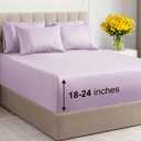 Extra Deep Queen Sheet Set - 6 Piece Breathable and Cooling Sheets - Hotel Luxury Bed Sheets Set - Easy Fit - Soft, Wrinkle Free and Comfy Sheets Set - Light Lavender Sheet Set with Extra Deep Pockets