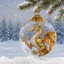 2 x Dragons Christmas Ornaments, Fourth Wing Merch, Wing Dragon Gifts Bookish Decor, 2.75" Glass Fantasy Dragon Ornament for Christmas Tree, Bookshelf & Fantasy Room Decor
