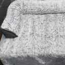 Calming Large Dog Bed for Couch, 41 x 37 inch Removable Couch Cover for Dogs Washable, Non-Slip Fluffy Plush Dog Sofa Mat for Furniture Protector - Grey