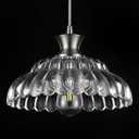 Modern Glass Pendant Lights Kitchen Island, 11.8" Glass Light Fixtures Brushed Chrome Flower Vintage Lighting Glass Ceiling Chandelier for Dining Living Room Restaurant Bedroom Foyer Entryway (12in/1PC, Transparent/Nickel)