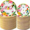 Dandat 192 Pcs Hawaiian Luau Party Decorations Supplies, Luau Tropical Birthday Party Disposable Plates Summer Boho Beach Holiday Party Paper Plates