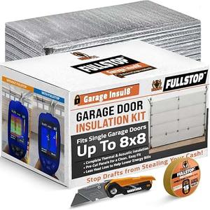 BEEST FULLSTOP Garage Door Insulation Kit - 8x8 & 8x7 ft Single Garage Door Insulation Panels - 8 Pre-Cut 24x48 Foam-Core Panels w/ Tape, Cutter & Squeegee - Improve Garage Comfort Year-Round