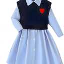 JE Sterguard Little Girls Clothes Size 3T-12 Girl Cotton Long Sleeve Dresses 2 Piece Outfits for Kids (8 Years, Light Blue)