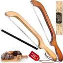 Woodever Bread Knife, 2 Pack Bread Slicer for Homemade Bread, 16'' Wooden Sourdough Bread Knife with Bow Design, Premium Stainless Steel Serrated Bread Cutter for Bagels and Baguettes (2 Pack)