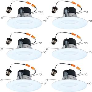 HALO 5 inch / 6 inch LED Recessed Light Trim with 5 Color Temperatures, Dimmable Baffle Can Lights for Ceiling, 6-Pack. 750 Lumens LT56079FS1EWHR6PK