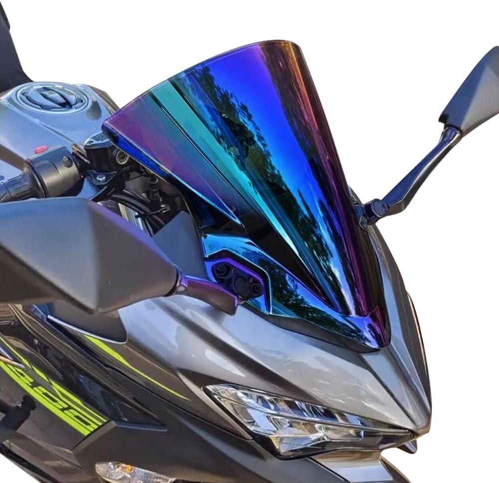 Windshield Windscreen Double Bubble for Ninja 250 400 EX400 2018 2019 2020 2021 2022 (Dark-Iridium)