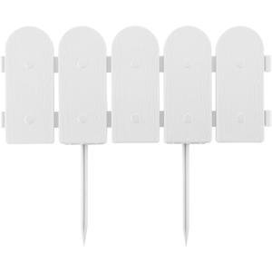 Evelyne Garden Border Edging: Wooden Fence Design - 8pcs White Yard Landscaping Fence Liner Lawn Edge Barrier - 10ft Kit of Decorative Lawn Landscape Panels Elements -Landscaping Edging-GMT-10374-D08