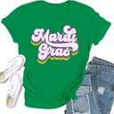 Womens Mardi Gras Shirt Fat Tuesday Shirts New Orleans Tee Tops (X-Large, Green)