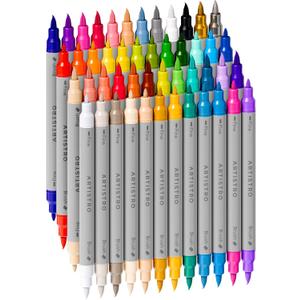 ARTISTRO 48 Acrylic Paint Markers - Paint Pens for Calligraphy, Brush + Fine Tips - For Fabric, Rock, Glass, Wood, DIY, Craft, Canvas - Art and Craft Supplies for Adults, Teens, Kids