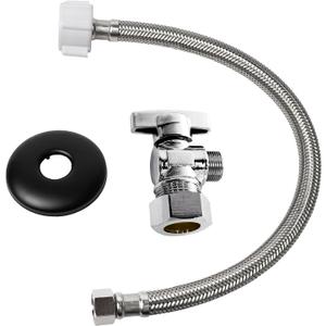 Toilet Connector Plumbing kitComplete Toilet Set Valve, 1/2 inch NOM Inlet x 3/8 inch OD Compression Outlet Angle Shut Off
