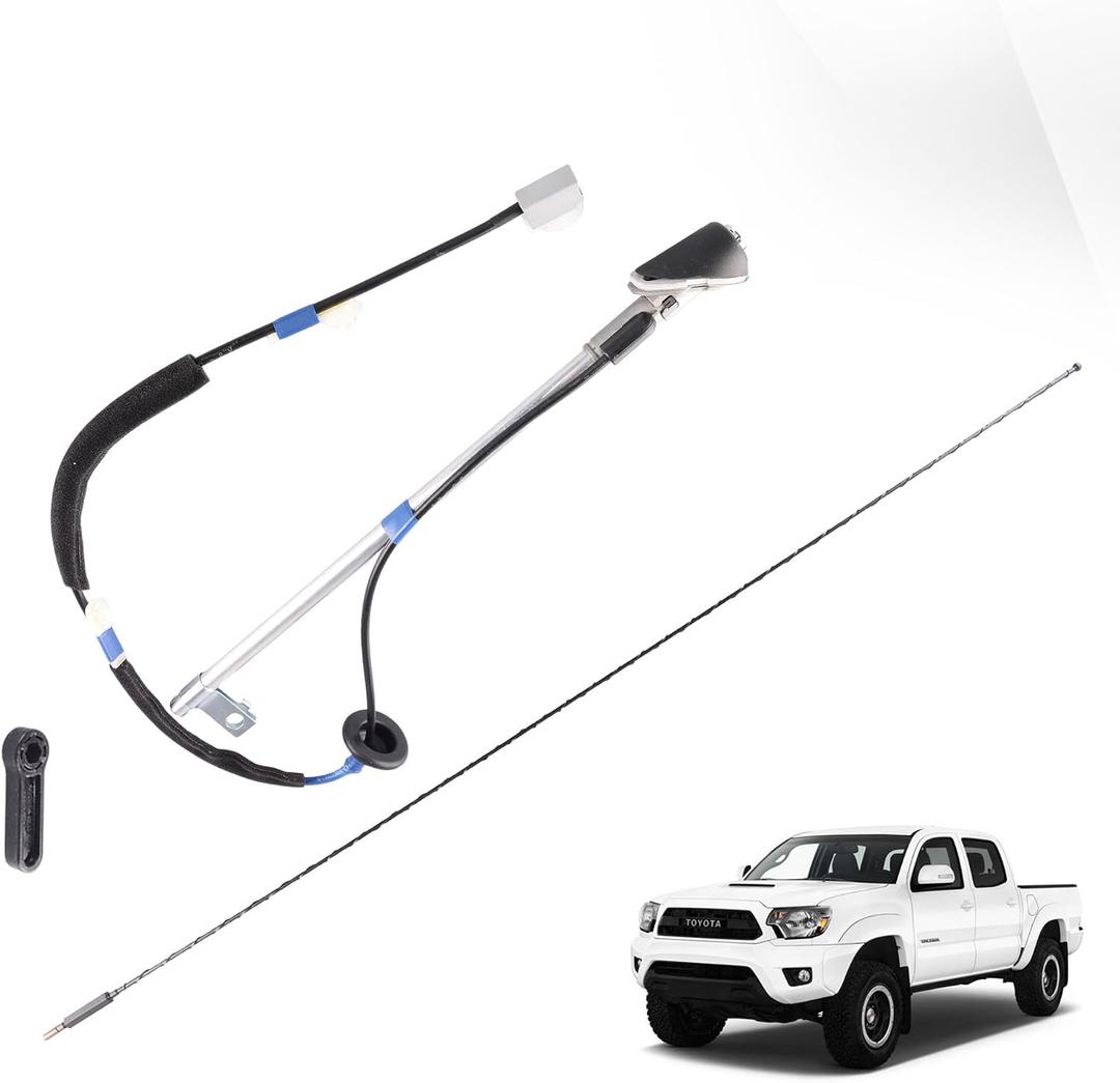 Antenna Kit Assembly Manual Type with Antenna, Ornament, Nut & Base Compatible with 2005-2015 Toyota Tacoma, Replaces OEM #86300-04070, 86309-04110, 86396-04040