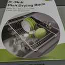 JASIWAY Dish Drying Rack in Sink, Expandable Stainless Steel Dish Drainers for Small Kitchen Counter Space Saving, Fast Drain, Over Sink Adjustable Hanging Metal Plates Dryer Rack with Utensil Holder