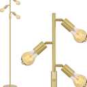 BoostArea Tree Floor Lamp, Brass Gold Industrial Floor Lamp, Modern Standing Lamp with Adjustable 3 Light, E26 Socket, Rotary Switch, Boho Stand Up Lamp Pole Lamps for Living Room, Bedroom (No Bulbs)