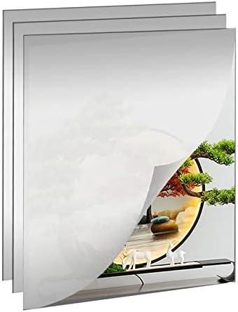 YUZUCMCM 3 pcs Wall Mirror Tiles - Self Adhesive, Acrylic, Flexible Plastic Mirror Sheets - Frameless Full Body Mirror - 18''x 12'' - for Bedroom, Bathroom, Living Room Decor