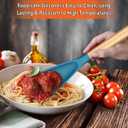 Multifunction Spoon for Nonstick Cookwares, Great for Cooking and Serving, Sturdy BPA-Free Matte Silicone, Wood Handle spoonula for Mixing, Scoop, and Scrape, Turquoise(2 pack,11.4" & 13.4")