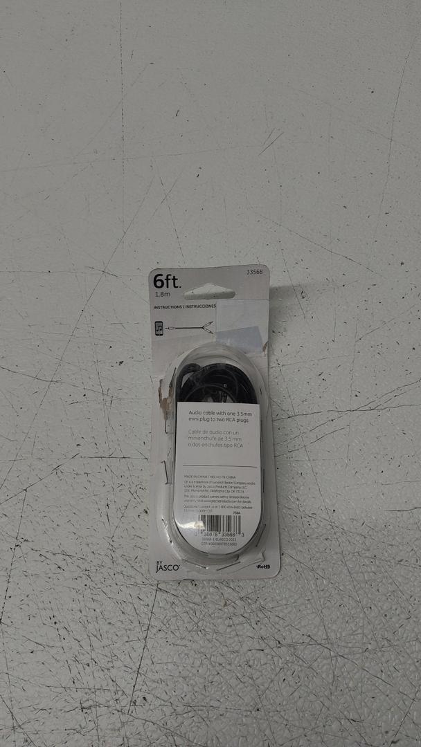 GE Audio Y Adapter Cable, 6 Feet, 3.5mm Male to RCA Male, Works with All Brands, Smart Phones, Stereo, Computer, Black, 33568