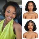 Quantum Love Half Wigs for Black Women Yaki Curly Headband Half Wig with Curly Ends Wear and Go Natural Black Synthetic Glueless Hair 10Inch