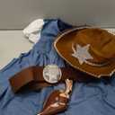 LETIME Cowgirl Costume for Girls 7pcs Set Halloween Kids Cowgirl Western Outfit Dress with Hat and Bandanna for Teens