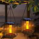 Fortand Solar Flame Lights, Solar Lanterns Outdoor Waterproof, Hanging Outdoor Lantern, Flickering Lanterns, LED Lights for Patio Pathway Deck Yard(2 Pack)